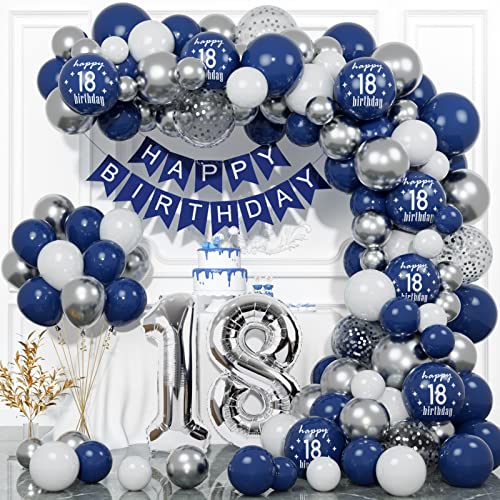 18 Geburtstag Deko, 18. Geburtstag Junge Mädchen, Blau Silber Geburtstagsdeko 18 Junge, Happy Birthday Girlande Luftballon Girlande, Deko 18. Geburtstag Konfetti Luftballons, Birthday Party Deko 18 Geburtstag Deko, 18. Geburtstag Junge Mädchen, Blau Silber Geburtstagsdeko 18 Junge, Happy Birthday Girlande Luftballon Girlande, Deko 18. Geburtstag Konfetti Luftballons, Birthday Party Deko von YIMAKJ