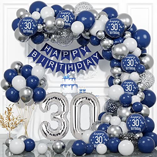 YIMAKJ 30 Geburtstag Deko, Geburtstag Mann Frauen, 30 Jahr Geburtstagdeko, Happy Birthday Girlande Ballon Blau Silber Deko, Luftballons Geburtstag für Deko 30. Geburtstag, Birthday Party Decorations YIMAKJ 30 Geburtstag Deko, Geburtstag Mann Frauen, 30 Jahr Geburtstagdeko, Happy Birthday Girlande Ballon Blau Silber Deko, Luftballons Geburtstag für Deko 30. Geburtstag, Birthday Party Decorations von YIMAKJ