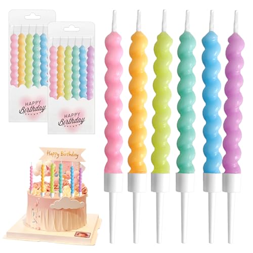 YIMETOP 12 Stück Bunte Twisty Geburtstagskerzen, Spiral Kuchenkerzen mit Halter für Torte & Cupcakes, Dünne Lange Kerzen für Party, Hochzeit, Weihnachten YIMETOP 12 Stück Bunte Twisty Geburtstagskerzen, Spiral Kuchenkerzen mit Halter für Torte & Cupcakes, Dünne Lange Kerzen für Party, Hochzeit, Weihnachten von YIMETOP
