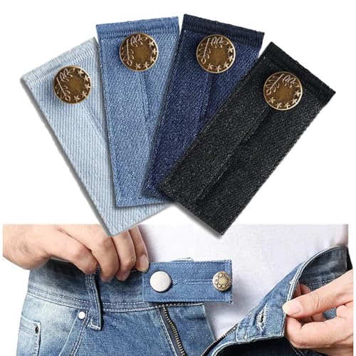 4 Stück Hosenbunderweiterung (8,5x3,5 cm), Verstellbar Taillenverlängerung, Hosenerweiterung Schwangerschaft, für Jeans, Röcke & Umstandshose, Elastische Knopfverlängerung von YIMINI