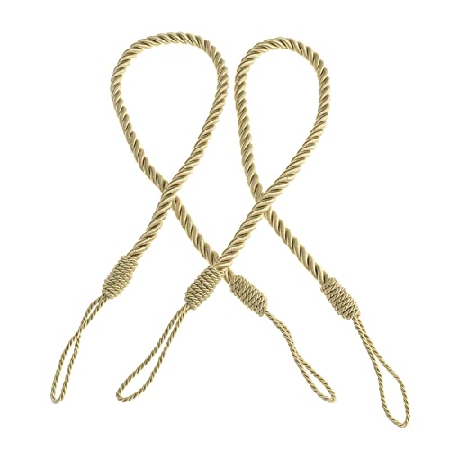 YINETTECH 27 Zoll Weiß Raffhalter Seilhalter Gardinen Vorhang Deko Kordel für Heimbüro, 2 Panels, 1 cm dick, Kelchfalte, 2pcs Set von YINETTECH