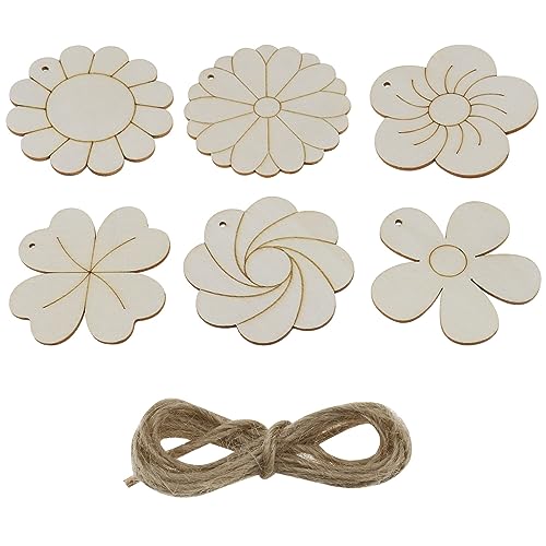 YINETTECH 30 Stück Blanko-Holzspäne in Blumenform, Holzblumen, hängende Dekorationen, florale Holzscheiben, Zubehör für Heimwerker, Handwerk, Heimdekoration, Set A YINETTECH 30 Stück Blanko-Holzspäne in Blumenform, Holzblumen, hängende Dekorationen, florale Holzscheiben, Zubehör für Heimwerker, Handwerk, Heimdekoration, Set A von YINETTECH