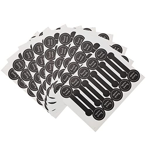 YINETTECH 300 Stück (30 Blatt) handgefertigte Versiegelungsaufkleber, selbstklebend, schwarze Lollipop-Aufkleber, Papier-Etiketten für handgefertigte Backen, Kunst und DIY-Geschenkverpackung von YINETTECH