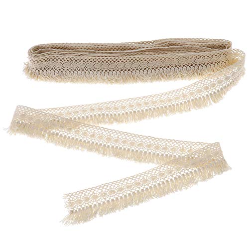 YINETTECH Baumwolle Fransen Quaste Trimmen Beige Farbe 4 cm Breite 5 m Länge Vintage Stuhl Tischdecke Kissen Dekoration Bekleidungszubehör YINETTECH Baumwolle Fransen Quaste Trimmen Beige Farbe 4 cm Breite 5 m Länge Vintage Stuhl Tischdecke Kissen Dekoration Bekleidungszubehör von YINETTECH