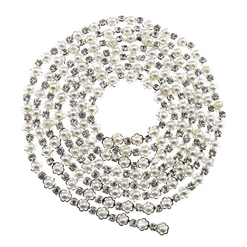 YINETTECH Perlenkette für Hochzeitskleidung, Brautschmuck, Party, Heimdekoration, Basteln, Weiß, 1,8 m YINETTECH Perlenkette für Hochzeitskleidung, Brautschmuck, Party, Heimdekoration, Basteln, Weiß, 1,8 m von YINETTECH