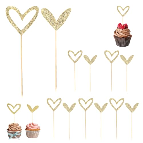 24 Stück Gold Glitter Herz Cupcake Topper Tortendeko Nettes Design Herzen Muffin Deko Herzförmige Deko-Aufhängung für Geburtstage,Jubiläum,Hochzeit,Party Dekorationen 24 Stück Gold Glitter Herz Cupcake Topper Tortendeko Nettes Design Herzen Muffin Deko Herzförmige Deko-Aufhängung für Geburtstage,Jubiläum,Hochzeit,Party Dekorationen von YINGLUOEU
