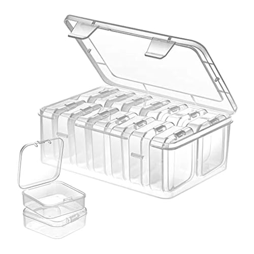YINGLUOEU 14 Stück Aufbewahrungsbox mit Deckel Klein Perlen Behälter Box Kunststoff Aufbewahrung Sortierbox für Schmuck Perlen Pillen Bastel Projekte von YINGLUOEU