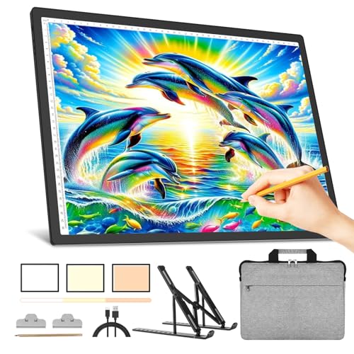 YINGWOND Leuchttisch A3 Wiederaufladbar mit Ständer & Tasche Licht Pad für Diamantmalerei, Kabelloses Ultraheller Leuchtkasten für Diamond Painting, Zeichnung, Tattoo, Röntgenbetrachtung, Skizzieren YINGWOND Leuchttisch A3 Wiederaufladbar mit Ständer & Tasche Licht Pad für Diamantmalerei, Kabelloses Ultraheller Leuchtkasten für Diamond Painting, Zeichnung, Tattoo, Röntgenbetrachtung, Skizzieren von YINGWOND