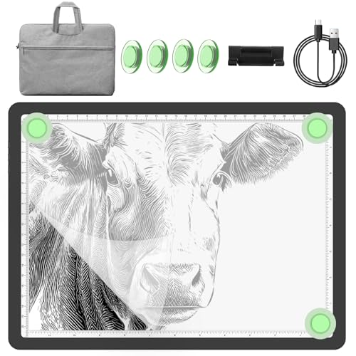 YINGWOND Leuchttisch A4 mit Tasche für Zeichnen 9000 Lux Wiederaufladbar A4 Licht-Pad mit Seitliche Tasten & Magnetischen Skizzieren Kabelloses Licht-Box für Durchpausen, Animation, Fotografie, Tattoo YINGWOND Leuchttisch A4 mit Tasche für Zeichnen 9000 Lux Wiederaufladbar A4 Licht-Pad mit Seitliche Tasten & Magnetischen Skizzieren Kabelloses Licht-Box für Durchpausen, Animation, Fotografie, Tattoo von YINGWOND