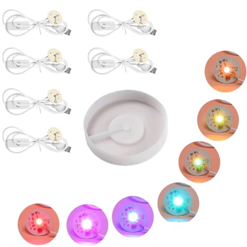 YINHAIJIE Runde Silikonform mit 6 LED-Lichtern für Lampen, Harz-Formen, DIY, Epoxidharz, leuchtende Lampensockel, Heimdekoration, 6 Stück von YINHAIJIE