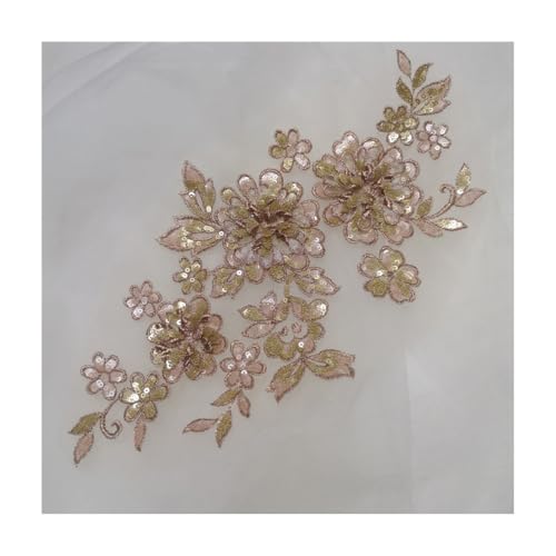 1 X Weißer Spitzen-Applikationsbesatz, Motiv-Stickerei (33 X 19 Cm) For Selbernähen, Basteln, Reparieren Von Kleidung – 6 Farben(Light coffee) von YINLUCK