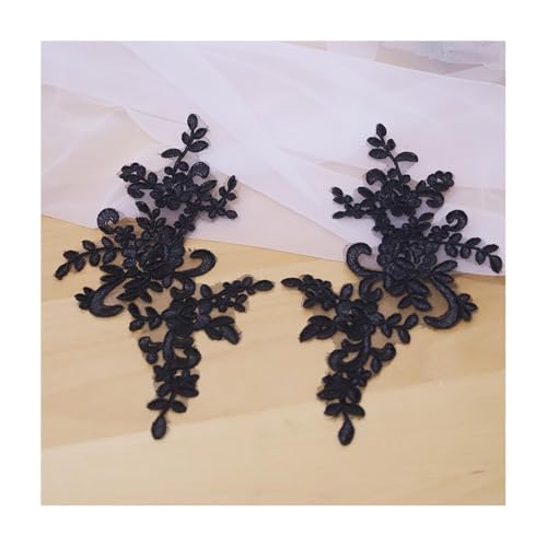 10–20 Stück Spitzenbesatz-Applikation For Hochzeitskleider, DIY-Haar-Accessoire For Die Braut, 19 Farben, 25 X 12 Cm, For Nähen Von Dekorationen(Black,10PCS) von YINLUCK