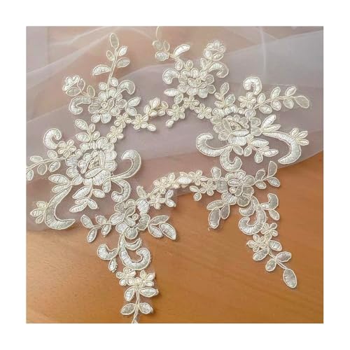 10–20 Stück Spitzenbesatz-Applikation For Hochzeitskleider, DIY-Haar-Accessoire For Die Braut, 19 Farben, 25 X 12 Cm, For Nähen Von Dekorationen(Champagne,10PCS) von YINLUCK