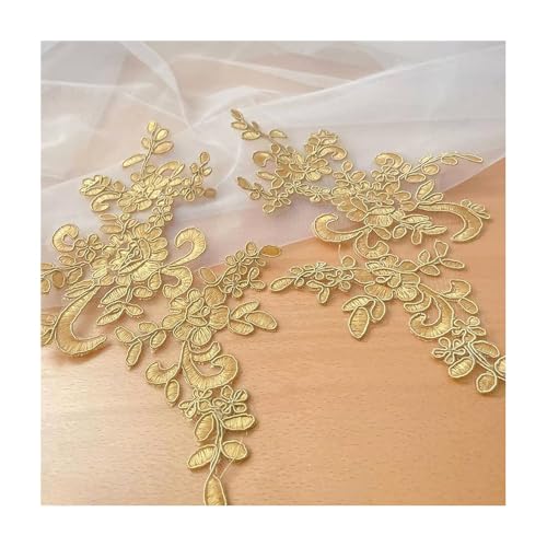 10–20 Stück Spitzenbesatz-Applikation For Hochzeitskleider, DIY-Haar-Accessoire For Die Braut, 19 Farben, 25 X 12 Cm, For Nähen Von Dekorationen(Dark yellow,10PCS) von YINLUCK