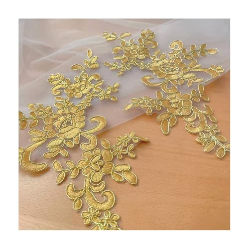10–20 Stück Spitzenbesatz-Applikation For Hochzeitskleider, DIY-Haar-Accessoire For Die Braut, 19 Farben, 25 X 12 Cm, For Nähen Von Dekorationen(Golden,20PCS) von YINLUCK