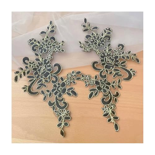 10–20 Stück Spitzenbesatz-Applikation For Hochzeitskleider, DIY-Haar-Accessoire For Die Braut, 19 Farben, 25 X 12 Cm, For Nähen Von Dekorationen(Golden black,20PCS) von YINLUCK