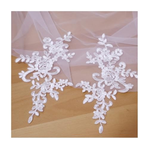 10–20 Stück Spitzenbesatz-Applikation For Hochzeitskleider, DIY-Haar-Accessoire For Die Braut, 19 Farben, 25 X 12 Cm, For Nähen Von Dekorationen(Off white,20PCS) von YINLUCK