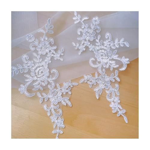 10–20 Stück Spitzenbesatz-Applikation For Hochzeitskleider, DIY-Haar-Accessoire For Die Braut, 19 Farben, 25 X 12 Cm, For Nähen Von Dekorationen(Pure white,20PCS) von YINLUCK