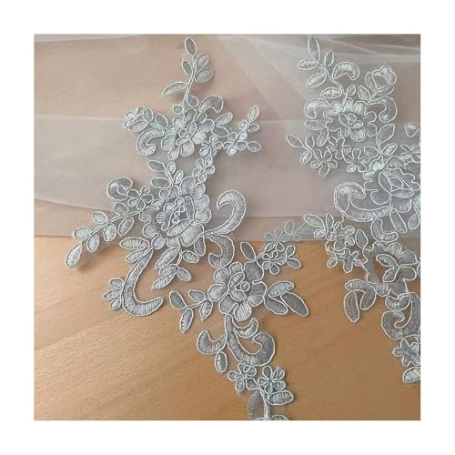 10–20 Stück Spitzenbesatz-Applikation For Hochzeitskleider, DIY-Haar-Accessoire For Die Braut, 19 Farben, 25 X 12 Cm, For Nähen Von Dekorationen(Silvery,20PCS) von YINLUCK