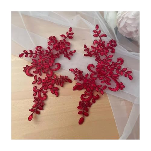10–20 Stück Spitzenbesatz-Applikation For Hochzeitskleider, DIY-Haar-Accessoire For Die Braut, 19 Farben, 25 X 12 Cm, For Nähen Von Dekorationen(Wine red,20PCS) von YINLUCK