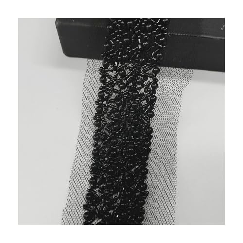 180 Cm Schwarzes, Weißes Spitzenband Mit Perlenbesatz For Brautkleider, Kleidung, Gürtel – 9 Farben, 3 Cm Breite, Handgefertigtes, Elegantes Nähmaterial(Style1) von YINLUCK