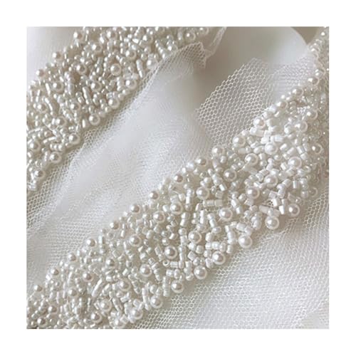 180 Cm Schwarzes, Weißes Spitzenband Mit Perlenbesatz For Brautkleider, Kleidung, Gürtel – 9 Farben, 3 Cm Breite, Handgefertigtes, Elegantes Nähmaterial(Style2) von YINLUCK