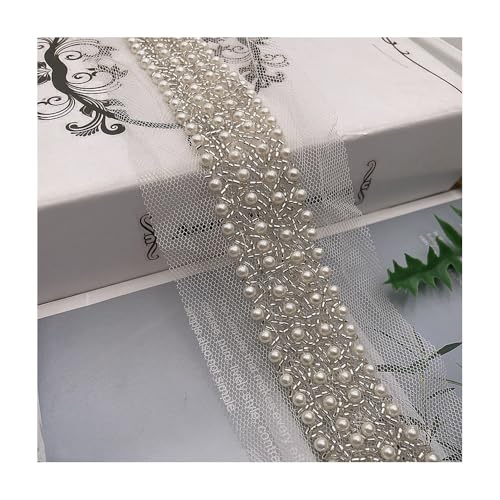 180 Cm Schwarzes, Weißes Spitzenband Mit Perlenbesatz For Brautkleider, Kleidung, Gürtel – 9 Farben, 3 Cm Breite, Handgefertigtes, Elegantes Nähmaterial(Style3) von YINLUCK