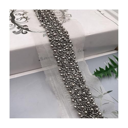 180 Cm Schwarzes, Weißes Spitzenband Mit Perlenbesatz For Brautkleider, Kleidung, Gürtel – 9 Farben, 3 Cm Breite, Handgefertigtes, Elegantes Nähmaterial(Style6) von YINLUCK