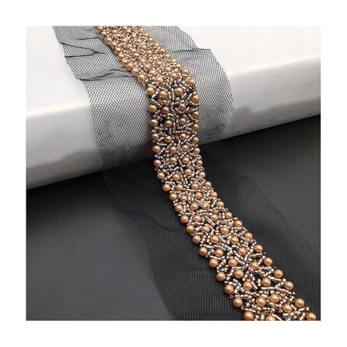 180 Cm Schwarzes, Weißes Spitzenband Mit Perlenbesatz For Brautkleider, Kleidung, Gürtel – 9 Farben, 3 Cm Breite, Handgefertigtes, Elegantes Nähmaterial(Style7) von YINLUCK