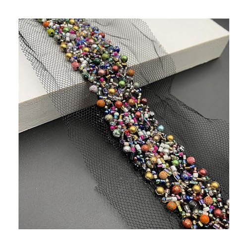 180 Cm Schwarzes, Weißes Spitzenband Mit Perlenbesatz For Brautkleider, Kleidung, Gürtel – 9 Farben, 3 Cm Breite, Handgefertigtes, Elegantes Nähmaterial(Style8) von YINLUCK