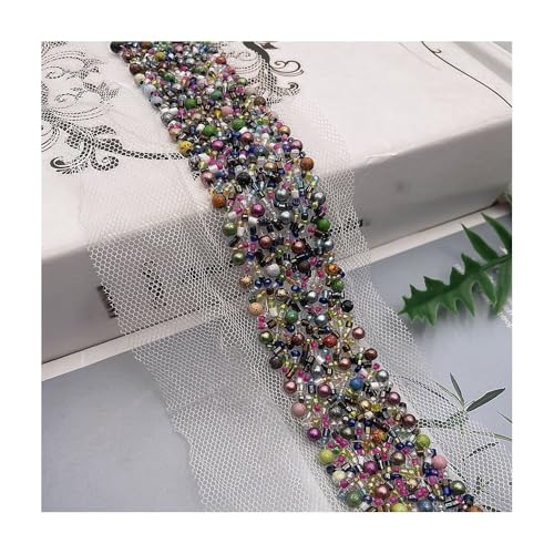 180 Cm Schwarzes, Weißes Spitzenband Mit Perlenbesatz For Brautkleider, Kleidung, Gürtel – 9 Farben, 3 Cm Breite, Handgefertigtes, Elegantes Nähmaterial(Style9) von YINLUCK