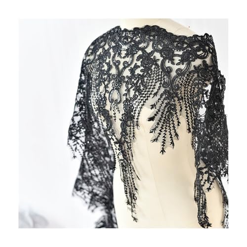 3 Yards Paillettenbordüre, Spitzenbesatz, 60 Cm Breite Bestickte Brautspitze For Hochzeitskleid, Tischdecke, Selbstgemachten Kopfschmuck, Haarschmuck (mehrere Farben)(Black) von YINLUCK