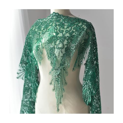 3 Yards Paillettenbordüre, Spitzenbesatz, 60 Cm Breite Bestickte Brautspitze For Hochzeitskleid, Tischdecke, Selbstgemachten Kopfschmuck, Haarschmuck (mehrere Farben)(Green) von YINLUCK