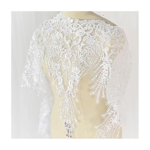 3 Yards Paillettenbordüre, Spitzenbesatz, 60 Cm Breite Bestickte Brautspitze For Hochzeitskleid, Tischdecke, Selbstgemachten Kopfschmuck, Haarschmuck (mehrere Farben)(Pure white) von YINLUCK
