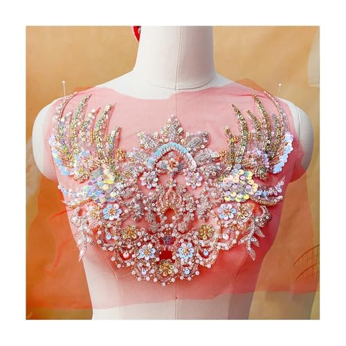 Champagner-Gold/Goldrote Pailletten-Perlenstickerei-Spitze For Hanfu-Kostüm, Performance-Kopfbedeckung Und Gürtel, Fischschuppen-Design, For Nähen Oder Kleben(Champagne Golden B) von YINLUCK