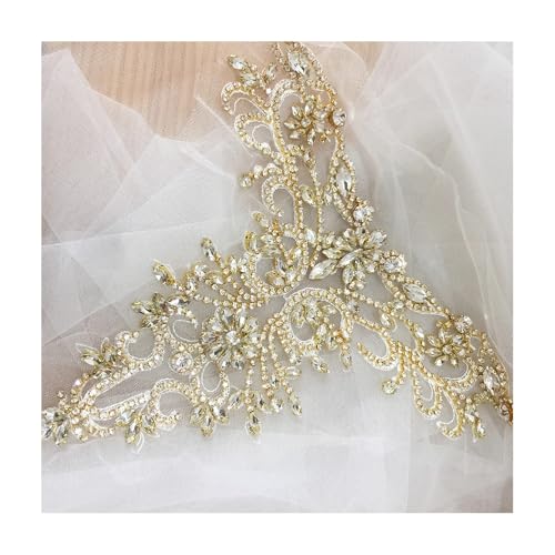 Funkelnde Strass-Blumen-Applikationen For Kleider, Mäntel, Taillenbänder – DIY-Aufnäher For Hochzeiten Und Brautaccessoires(A-Gold) von YINLUCK