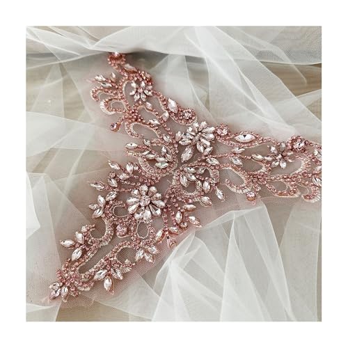 Funkelnde Strass-Blumen-Applikationen For Kleider, Mäntel, Taillenbänder – DIY-Aufnäher For Hochzeiten Und Brautaccessoires(A-Pink) von YINLUCK