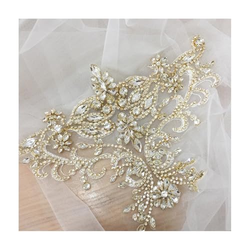 Funkelnde Strass-Blumen-Applikationen For Kleider, Mäntel, Taillenbänder – DIY-Aufnäher For Hochzeiten Und Brautaccessoires(B-Gold) von YINLUCK