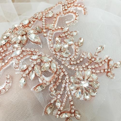 Funkelnde Strass-Blumen-Applikationen For Kleider, Mäntel, Taillenbänder – DIY-Aufnäher For Hochzeiten Und Brautaccessoires(B-Rose Gold) von YINLUCK