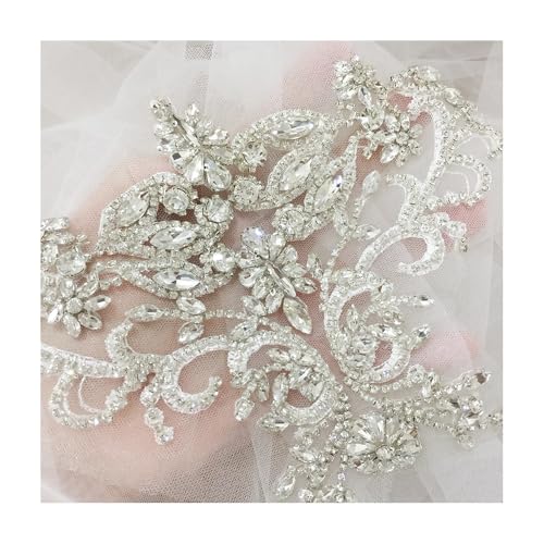 Funkelnde Strass-Blumen-Applikationen For Kleider, Mäntel, Taillenbänder – DIY-Aufnäher For Hochzeiten Und Brautaccessoires(B-Silver) von YINLUCK