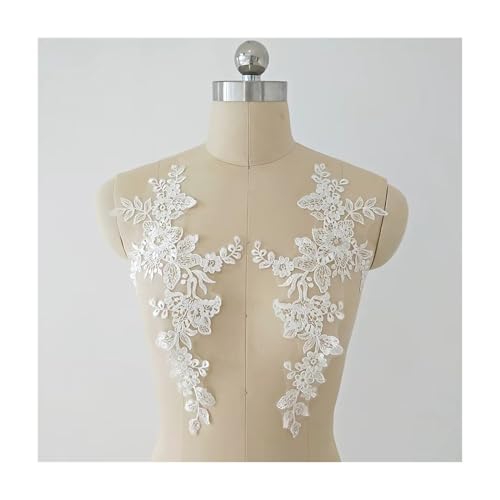 Spitzenstoff-Applikationen For Besticken Von Brautkleidern, Aufnäher Im Barockstil, Cremefarbene Kleiderbesätze For Die DIY-Brautdekoration, 35 X 14 Cm, 2 Stück von YINLUCK