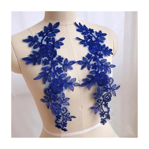 Stickerei-Blumen-Spitzenapplikation – 14 X 35 Cm, 2 Paar/Los (4 Stück) For Hochzeitskleid, Brautkleid – Polyester, Mehrfarbige Optionen(Blue) von YINLUCK