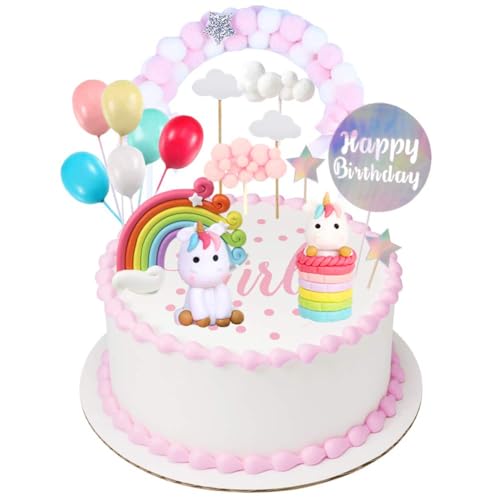 Einhorn Tortendeko Geburtstag Kuchen kinder Einhorn Kuchen Topper 9er Set einschließlich Regenbogen, Ballon, Einhorn, Happy Birthday, Wolke, Sterne, Stern Hairball Bogen für Kinder Mädchen Junge Einhorn Tortendeko Geburtstag Kuchen kinder Einhorn Kuchen Topper 9er Set einschließlich Regenbogen, Ballon, Einhorn, Happy Birthday, Wolke, Sterne, Stern Hairball Bogen für Kinder Mädchen Junge von YINVA