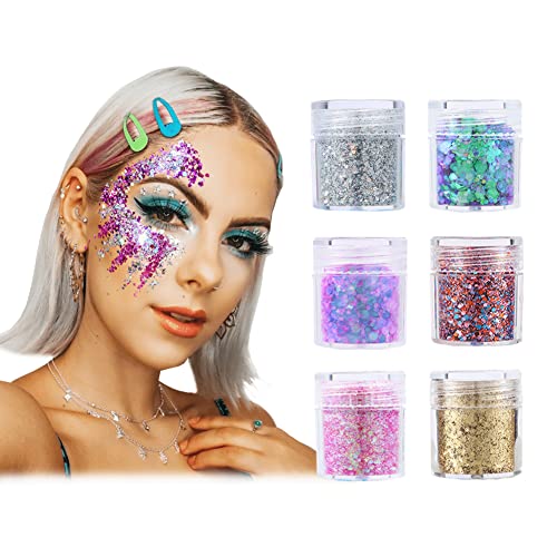 Glitzer Gesicht 6 Stück Glitzer Basteln Body Glitter Glitzer Schminke für Gesicht Nägel Augen Haare Musik Festival Masquerade Halloween Party DIY-Design Glitzer Gesicht 6 Stück Glitzer Basteln Body Glitter Glitzer Schminke für Gesicht Nägel Augen Haare Musik Festival Masquerade Halloween Party DIY-Design von YINVA