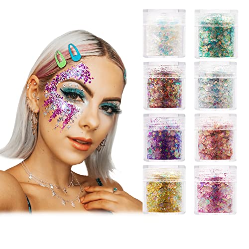 Glitzer Gesicht 8 Stück Glitzer Basteln Body Glitter Glitzer Schminke für Gesicht Nägel Augen Haare Musik Festival Masquerade Party DIY-Design Glitzer Gesicht 8 Stück Glitzer Basteln Body Glitter Glitzer Schminke für Gesicht Nägel Augen Haare Musik Festival Masquerade Party DIY-Design von YINVA