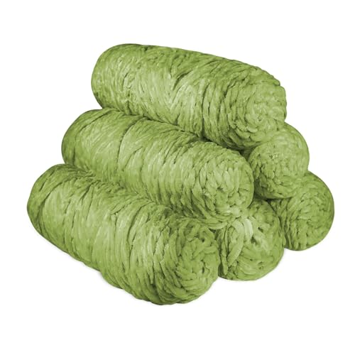 YINVA Chenille Wolle zum Häkeln 600g(6pcs×100g) Chenille Wolle Flauschige Wolle Velvet Weiche Plüschwolle Häkelwolle für Anfänger Dicke Wolle Zum Stricken-Hellgrün von YINVA