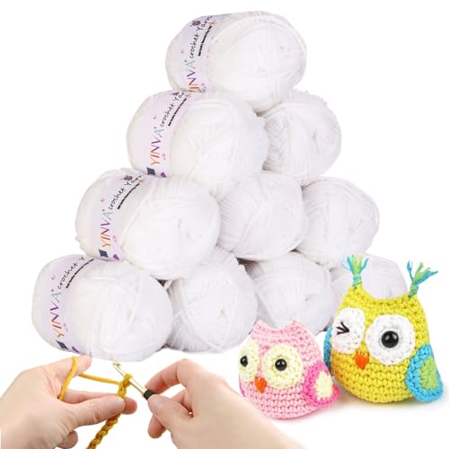 YINVA Häkelgarn 10Pcs x 25g Acryl Wolle Zum Häkeln Weiß Wolle Zum Stricken Häkelwolle für Anfänger Crochet Yarn für Häkeln Stricken und Handwerk-Weiß YINVA Häkelgarn 10Pcs x 25g Acryl Wolle Zum Häkeln Weiß Wolle Zum Stricken Häkelwolle für Anfänger Crochet Yarn für Häkeln Stricken und Handwerk-Weiß von YINVA