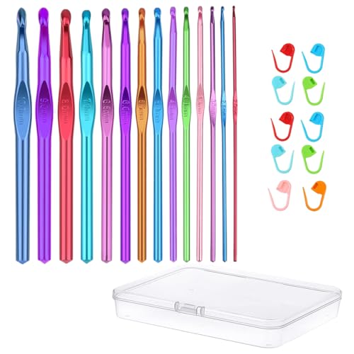 YINVA Häkelnadel Set 36pcs Häkelset für Anfänger Enthalten 14 Stück（2.0mm-10.0m） Aluminium Häkelnadel Werkzeuge Zubehör Häkelnadeln Set Stricken Werkzeuge Zubehör von YINVA