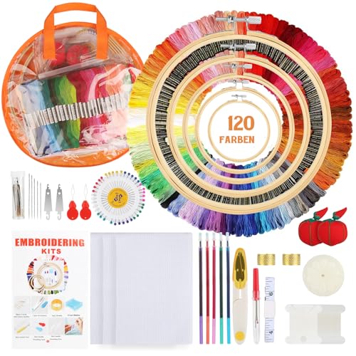 YINVA Sticken Set, Stickset für Anfänger 120 Farbfäden, 232 PCS Sticken Erwachsene, Leicht zu Lagern Kreuzstich Set für Erwachsene YINVA Sticken Set, Stickset für Anfänger 120 Farbfäden, 232 PCS Sticken Erwachsene, Leicht zu Lagern Kreuzstich Set für Erwachsene von YINVA