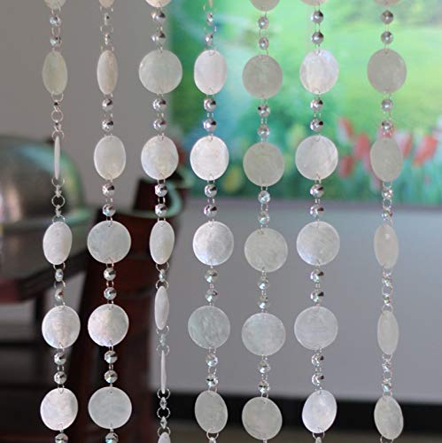 YINWUJIA 1 m * 10 Streifen Natürlicher Muschelvorhang Transparente Glasperlen Vorhang Innenraum Raumdekoration Hängende Verzierungen Schnurvorhänge für Türen von YINWUJIA